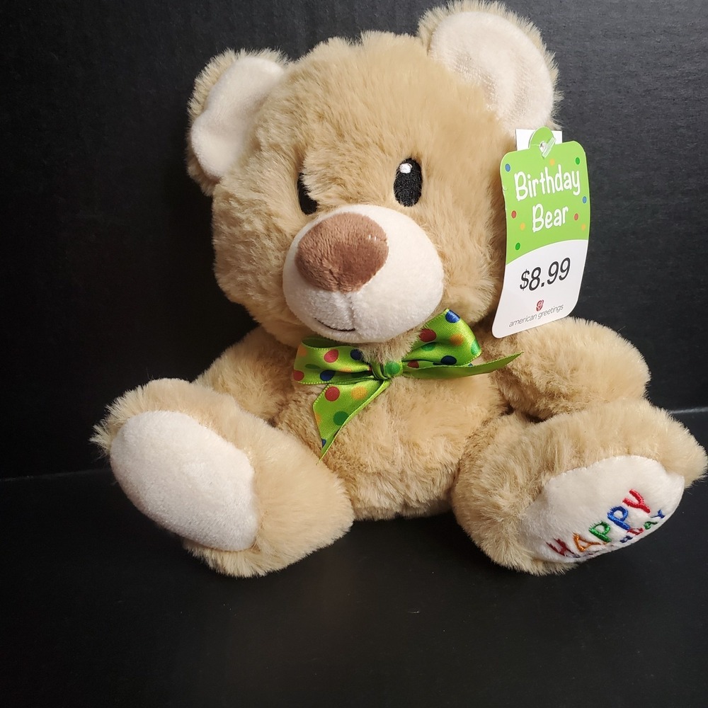 American Greetings Teddy Bear Plush 7" Happy Birthday Brown Stuffed Animal NEW